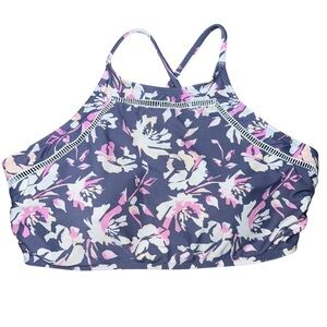3/$25 🍄 Xhilaration Gray and Pink Strappy Floral Bikini Top Size XL